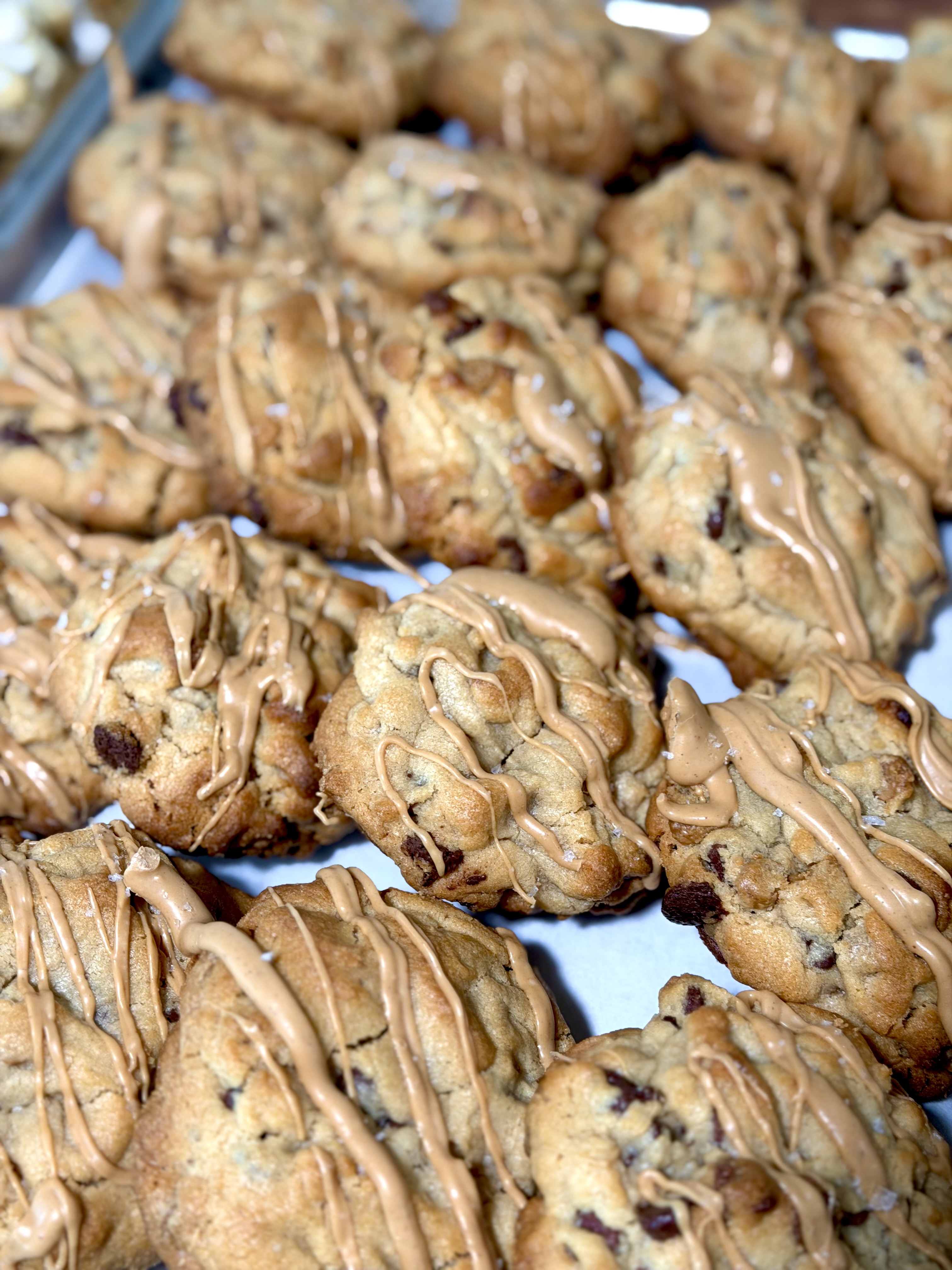 Freshly baked golden cookies